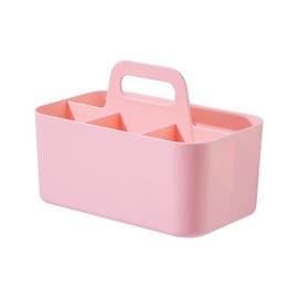 Multipurpose Organizer with Handles Stackable Plastic Storage Basket Divided Storage Tote Bag for Art Craft Supplies, Makeup,Bathroom,Shower, Cleaning, Kitchen, Office, Dorm, Desktop (Pink)
