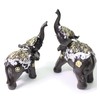 Set of 2 Feng Shui Black Elephants Trunk Statue Lucky