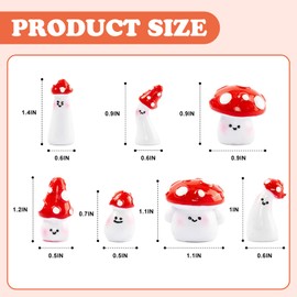 Rislobx 7PCS Red Mushroom Car Dashboard Decorations, Cute Mushroom Decor for Women Rear View Mirror Ornament Cute Car Decor Interior Dashboard Accessories for Home Office
