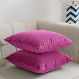 My home store Velvet Cushion Covers 45 x 45 cm- 2 Pack Square Throw Pillow Cases Decorative Aubergine Cushion Covers for Sofa Bedroom Living Room with Invisible Zipper 18 x 18 Inches