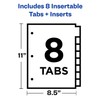 Avery 11124 Insertable Big Tab Dividers, Single 8-Tab Set, Clear-White