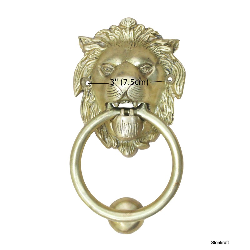 Esplanade StonKraft Brass Lion Sculpted Door Knocker Gate/Door Accessories -