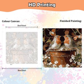 HEIBAGO Framed Paint by Numbers for Audlts Beginners, Bird Paint by Numbers Canvas, Audlt DIY Animal Oil Paint by Numbers Kits, Flower Painting Art Craft for Home Decorate, 30x30cm