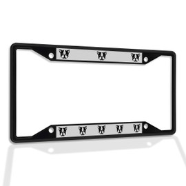Fastasticdeals Metal Insert License Plate Frame Boston Terrier Silly Face Weatherproof Car Accessories Black 4 Holes Solid Insert