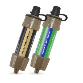 2 PCS Outdoor Water Filter Straw Water Filtration System Water Purifier for Emergency Preparedness Camping Traveling Backpacking