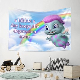 FENDROM Bibble Meme Tapestry Bibble Happiness Novelty Wall Hanging,Blanket Decorative Funny College Room Hostel Decorations Bedroom Living Room Decor