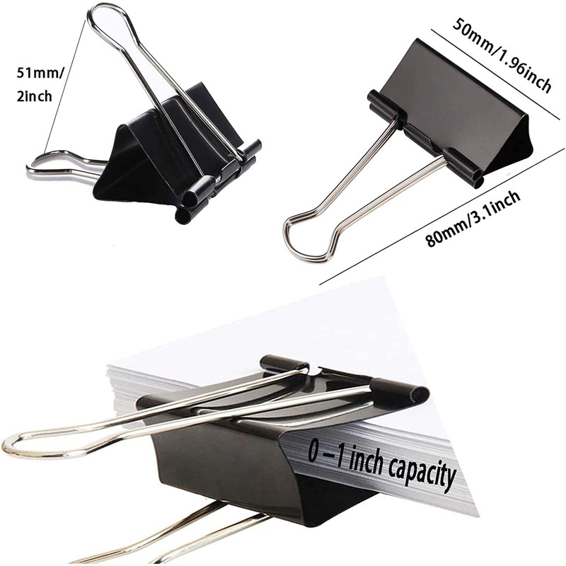 48PCS Bulldog Clips 51MM Large Paper Clips Binder 2 inch