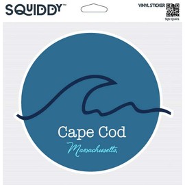 Squiddy Cape Cod Massachusetts Wave - Vinyl Sticker Decal for Phone, Laptop, Water Bottle (2.5" high)