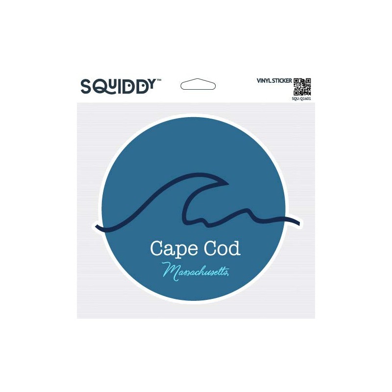 Squiddy Cape Cod Massachusetts Wave - Vinyl Sticker Decal for