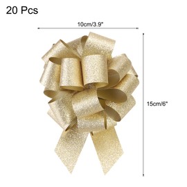 QUARKZMAN Pack of 20 15 cm Gift Bows Satin Ribbon Silk Ribbon Glitter Car Large Pull Bow Gift Wrapping Bows for Christmas Flowers Gifts Birthday Wedding Gold