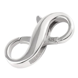 MY-BEAD Large Chain Clasp Infinity 925 Sterling Silver Double Carabiner 14 mm Necklace Bracelet DIY