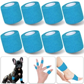 Chewarelly 8 Pack 2 in x 5 Yards Cohesive Wrap Self Adhesive Bandage Wrap Elastic Self Adherent Wrap Self Stick Vet Tape for Athletic, Wrist, Ankle, Knees, Pets (Blue)