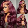 KINSTAR 99j Red Lace Front Wigs Human Hair for Women