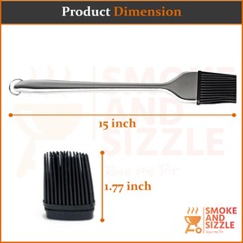 Smoke and Sizzle – 2-PACK – Professional BBQ, Grilling, Baking, Pastry and Oil Brush Stainless Steel Brushes for Kitchen Cooking & Marinating Dishwasher Safe 2-PACK