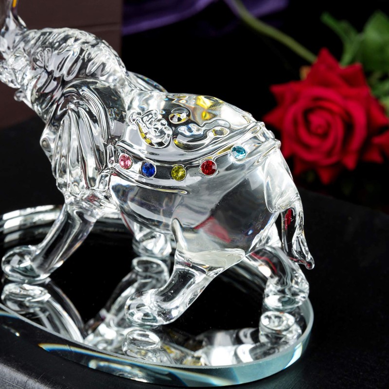 London Boutique Decorative Crystal Glass Animal Elephant Ornament Figurines Giftware