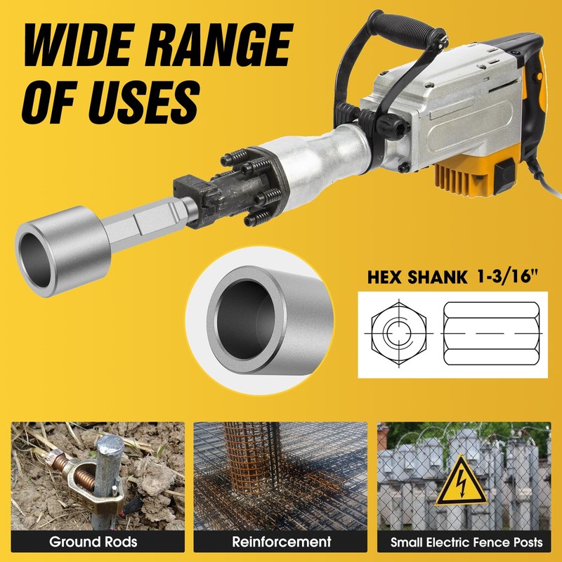 Ground Rod Driver Hex Shank(1-3/16" HEX 50MM)-Grounding Rod Installation Tool