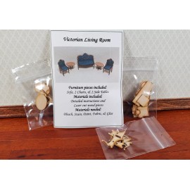 Hart's Desire Dollhouse Quarter Scale Furniture KIT DIY Victorian Living Room Sofa Chairs 1:48