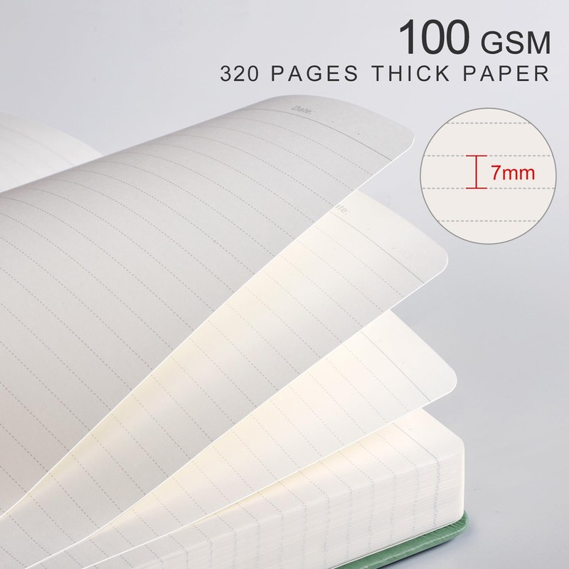 EMSHOI A5 Notebook Lined Journal - 320 Numbered Pages, 100gsm