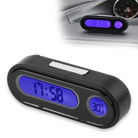 KIMISS Termómetro de reloj digital para automóvil, 2 en 1 Termómetro de reloj interior para automóvil Voltímetro LED Medidor digital multifuncional para automóvil