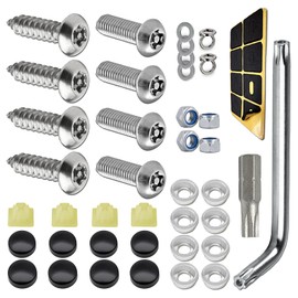 Mearo 8PCS License Plate Screws, License Plate Bolts, Anti-Rattle & Rust-Proof Stainless Steel Anti Theft License Plate Screws Kit for Securing License Plates Frames Universal for Car Truck SUV