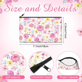 Reginary 20 Pieces Cosmetic Bag for Women, Roomy Makeup Bags with Zipper Toiletry Bag Pouch Travel Accessory Organizer Gifts, 7 x 4.3 Inches (Watercolor Flowers)