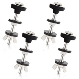 Universal Toilet Tank to Bowl Bolts Kit, Heavy Duty Toilet Bolts, Waterproof Stainless and Rubber Washers Gaskets with Extra Long Nut Screw for Fastening (Silver) (4, Short)