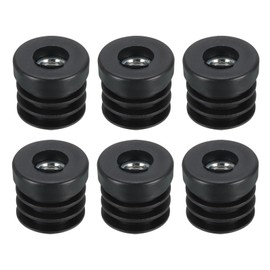 Sourcing Map 6Pcs Inserts for Round Tubes With M8 Thread, 25mm/0.98" OD, Black Thicken Plastic Plug Caster Insert Chair End Caps Furniture Leg Plug