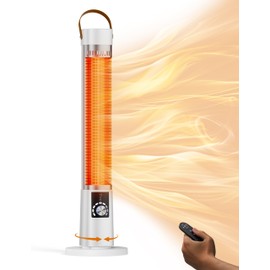 Aerozy Patio Heater for Outdoor Use, Electric Space Heater Indoor, Portable Infrared Heater with 60-Degree Oscillation, Timer, Remote, for Patio, Gazebo, White