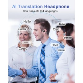 MONODEAL AI Translator Headphones, Real Time Translation Wireless Earbuds, Bluetooth Translation Headphones, 134 Voice Translator with Real Time Translation for Travel Learning