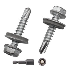 SKIR'CO Pack of 150 Galvanised Roofing Screws 4.8 x 25 mm Hexagonal Head DIN 7504-K Self-Drilling Screws with EPDM Sealing Washers