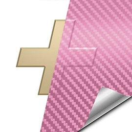 VViViD Auto Emblem Vinyl Wrap, Pink Carbon Fiber, Compatible With Chevy Bowtie Logo, 11.8 Inches x 4 Inches sheets (x2)