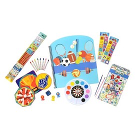 Sports Mega Set: Activity Pads, Stickers, Stampers, Ink Pad, Crayons, Watercolors, and More! Gift for Budding Artists, Craft Supplies for Boys, Students, and Artists