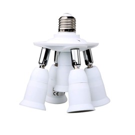 8T8 5 in 1 E26 Light Bulb Socket Splitter Converter Adapter 360 Degree Adjustable I Stardand LED Lamp Base Holder, Each Port 60 Watt, Total 300 Watt