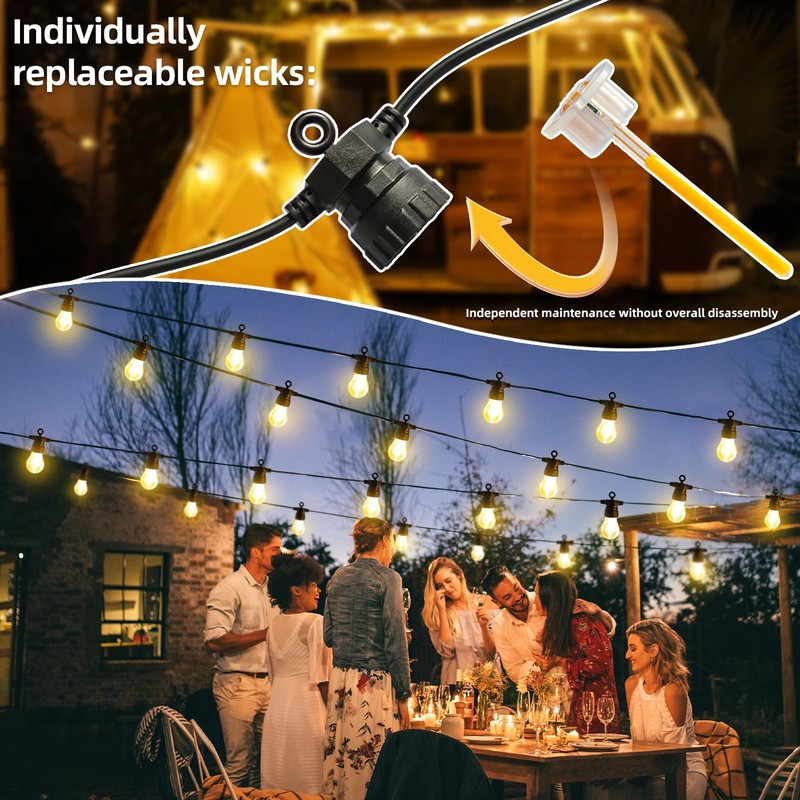 BYIZO LED Outdoor String Lights with 20 Shatterproof Edison Bulbs,