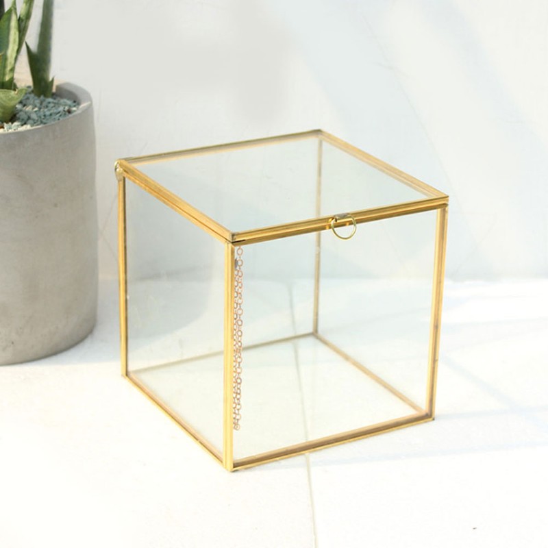 Gold Edge Geometric Glass Plant Planter Succulent Plants Container Home