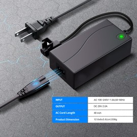 Power Recliner Power Supply, Universal 2 Pin Power Adapter AC/DC Switching Power Supply Transformer, 29V 2A Adapter Fits Most Power Recliners, Sofas, Lift Chairs and Couches
