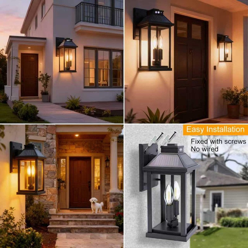 Solar Porch Lights Outdoor: Solar Wall Sconce Lights with Motion