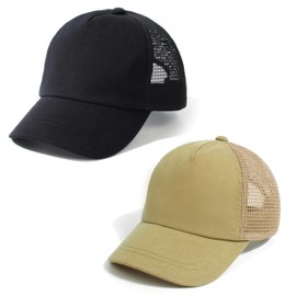 Gorras de béisbol para niños pequeños y niñas, gorras de sol para niños pequeños, gorras ajustables para verano 0-5 T, Negro/Caqui, 2-5T