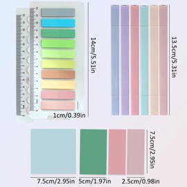 Werownsgso 700 Sticky Notes with 6 Highlighters, 6 Transparent Sticky Notes, Soft Double Head Highlighter Set, Quick Drying, Suitable for Book Notes, Labels, Study, Office, Memo