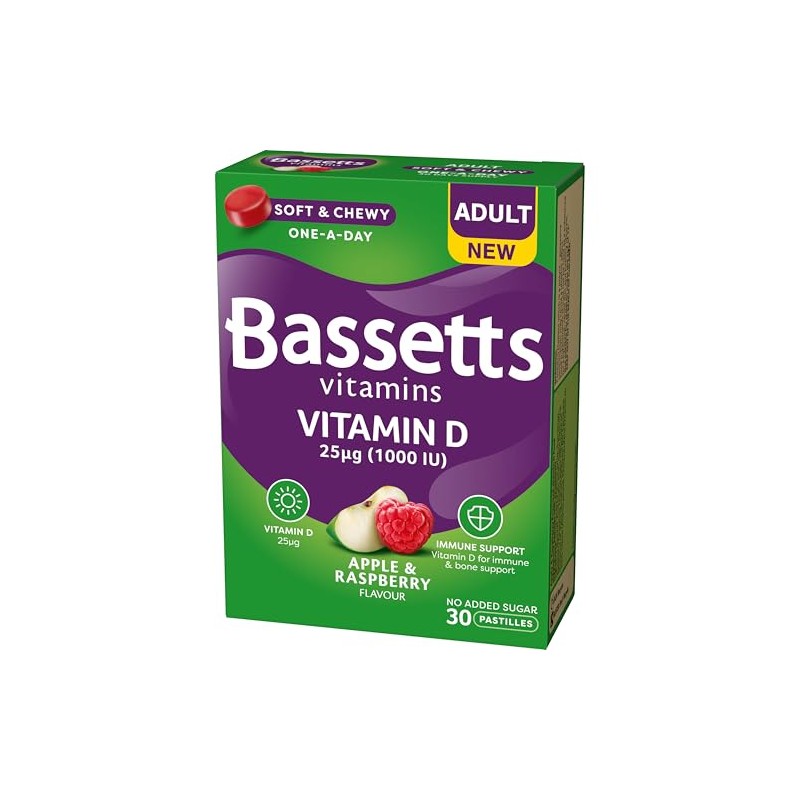 Bassetts Adult Vitamin D 25µg (1000 IU) Apple & Raspberry
