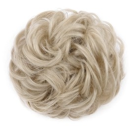 S-noilite 1Pc Messy Bun Hair Piece Wavy Messy Hair Bun Extensions Scrunchies Thick Updo Synthetic Hair Scrunchy Easy Chignon Ponytail Hairpiece for Women Girls Light Brown & Ash Blonde