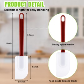 meekoo Set of 5 Silicone Spatula Rubber Spatulas Heat Resistant Silicone Spatulas High Temp Silicone Spatula for Kitchen Cooking Mixing Frying Spreading Baking, Dishwasher Safe(Brown Red,14 Inch)