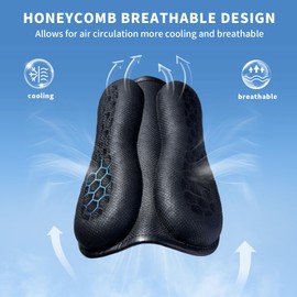 WDG Motorcycle Seat Cushion Pad 3D Honeycomb High Elasticity Gel Material Comfortable Breathable Shock Absorption for Long Rides Seat Cushion Motorcycle Accessories-Black