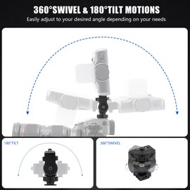 VILTROX Camera Monitor Mount with Cold Shoe, 360° Swivel and 180° Tilt, 1/4 Inch Screw for 5 Inch and 7 Inch Field Monitors Compatible with LED, Flash and Video Light Shooting Photography