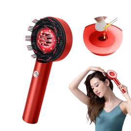 Scalp Massaging Brush, Upgrade Red Blue Light Electric Hair Scalp Massager Waterproof 1500mAh Cordless Scalp Massaging Brush Oil Applicator with 3 Massage Modes (Red)