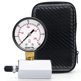 SENCTRL 0-30 Psi Gas Pressure Test Gauge, 2" Dial Size, 3/4" FNPT Connection, Brass Valve, Chrome Plated Steel Body Assembly