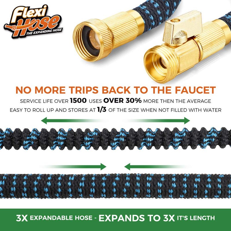 Flexi Hose Expandable Garden Hose with 8 Function Nozzle, 100FT