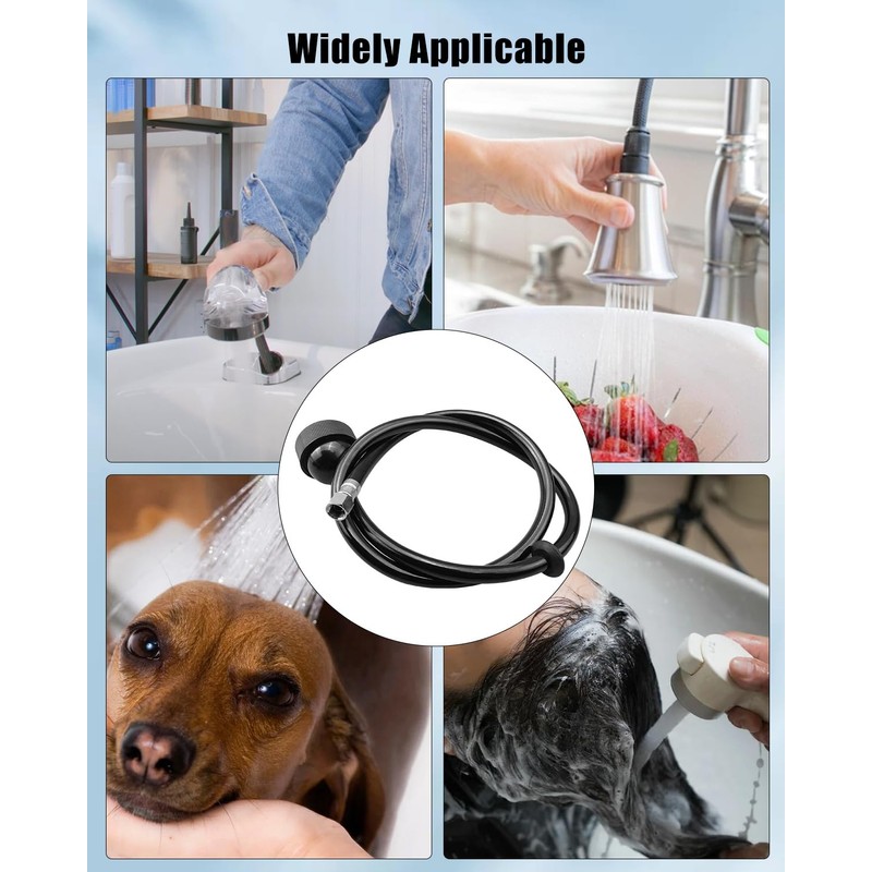 2 Pack Shampoo Bowl Sprayer Head with Black Rubber Hose