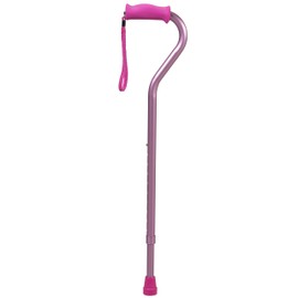 PCP Offset Walking Cane, Height Adjustable, Senior Living Mobility aid, Increased Stability and Support, Molded Grip, Pink,214173