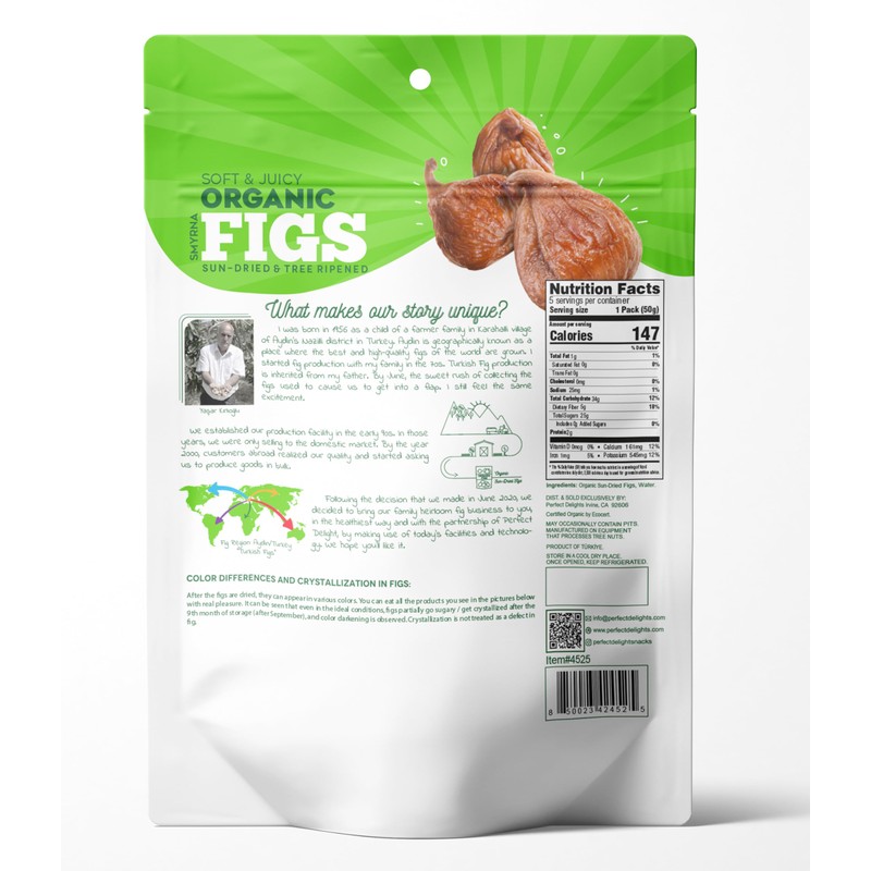 Perfect Delights Organic Snack Pack Figs, Sun-Dried Turkish Figs, On-the-Go